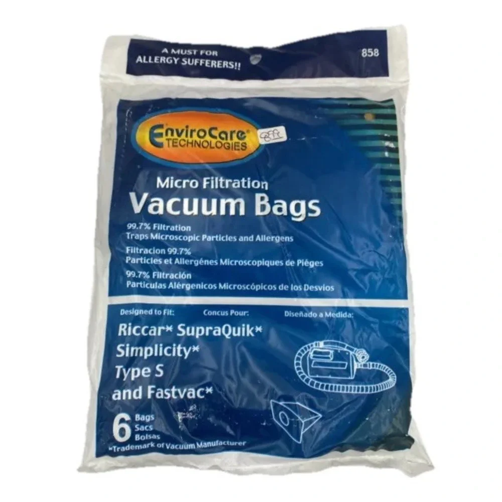 6 Allergen Vacuum Bags for Riccar Simplicity Type S Eureka W Fast Vac GE New NIP